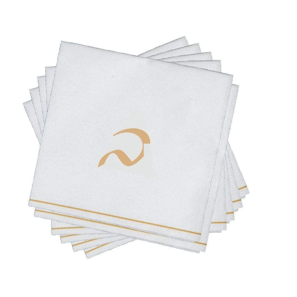 Luxe party White/Gold Hebrew BET Cocktail Paper Napkin 5" 16pc - The Cuisinet