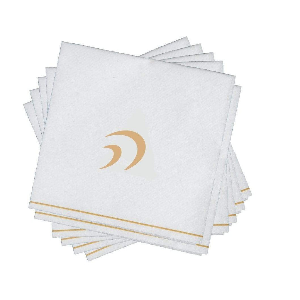 Luxe Party White/Gold Hebrew HEI Cocktail Paper Napkins 5" 16pc - The Cuisinet