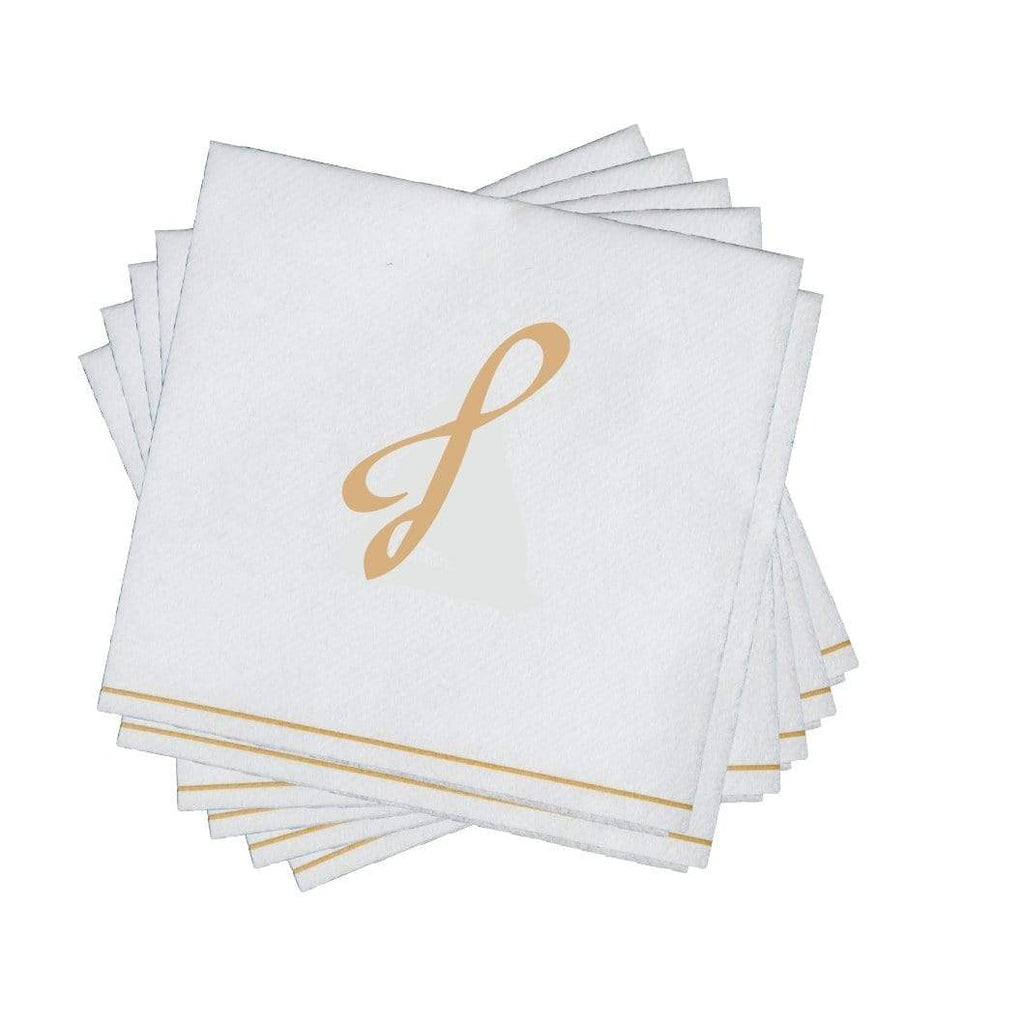 Luxe Party White/Gold Hewbrew LAMED Cocktail Paper Napkins 5" 16pc - The Cuisinet