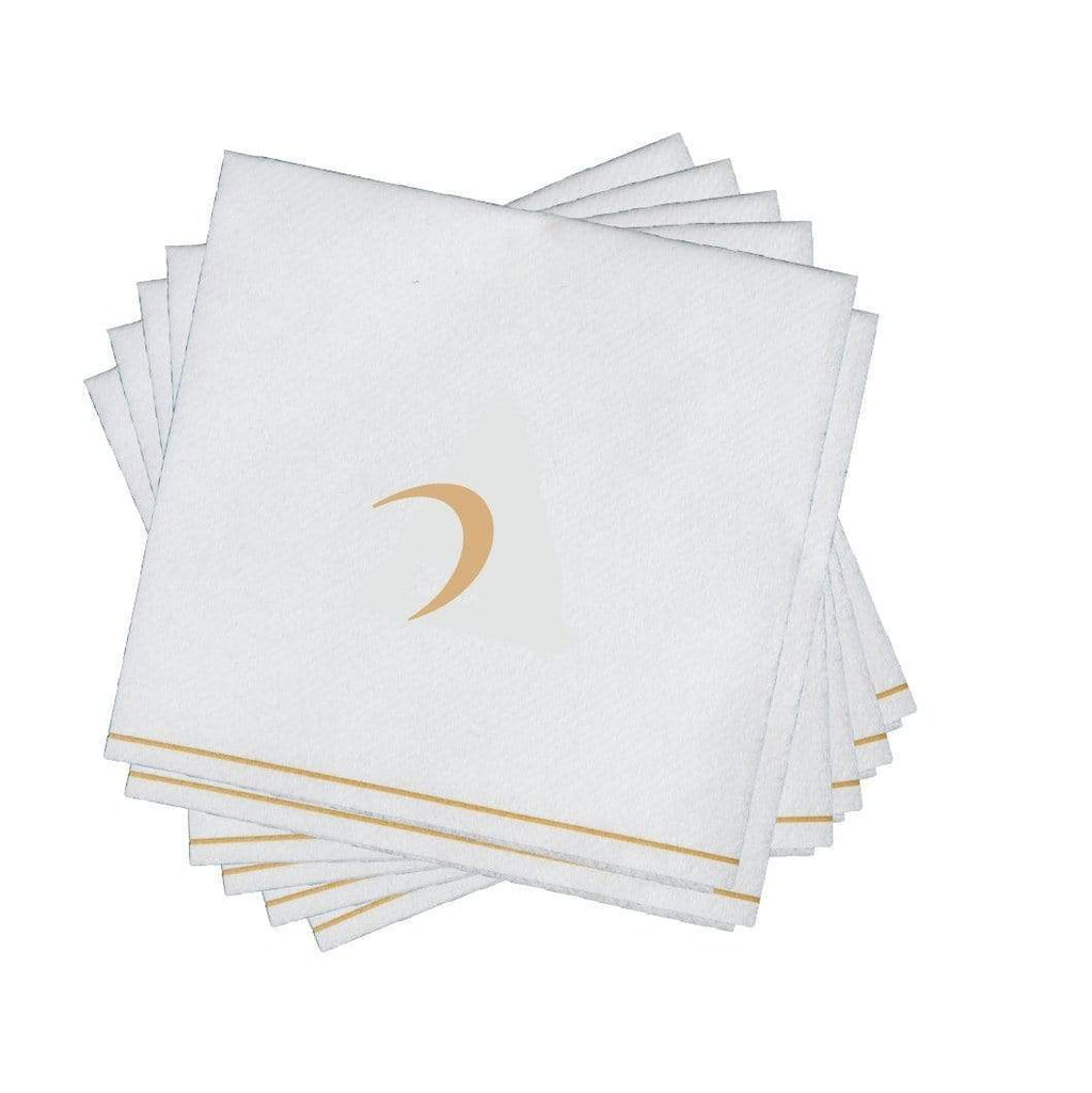 Luxe Party White/Gold Hebrew REISH Cocktail paper Napkins 5" 16pc - The Cuisinet