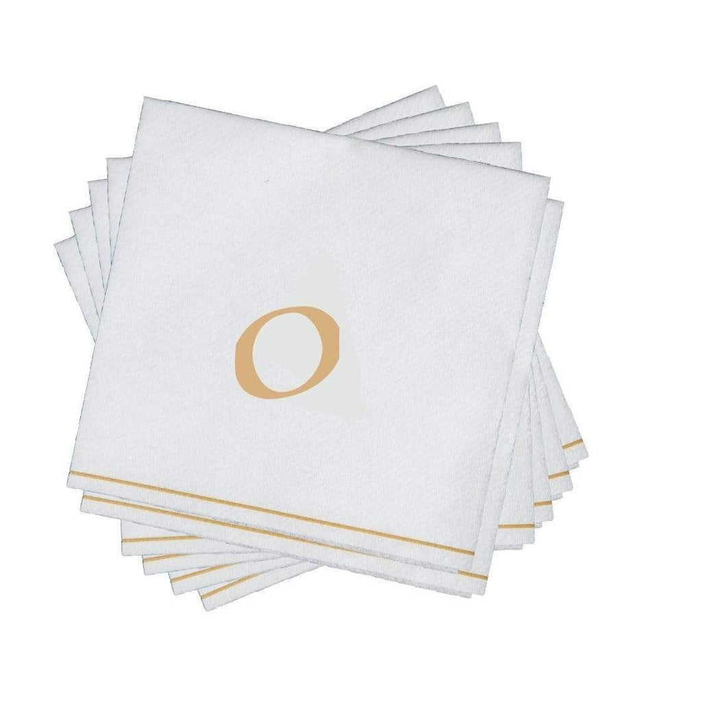Luxe Party White/Gold Hebrew SAMECH Cocktail paper Napkins 5" 16pc - The Cuisinet