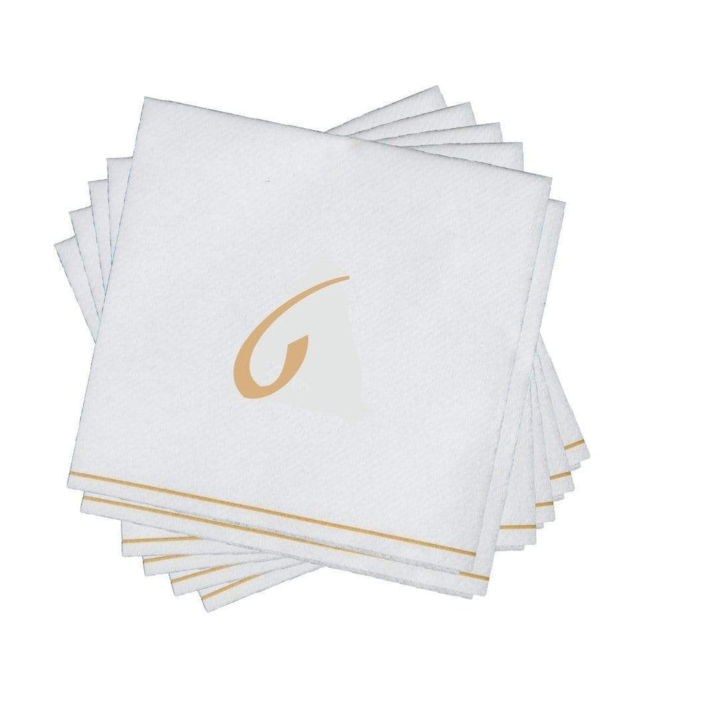 Luxe Party White/Gold Hebrew TET Cocktail Paper Napkins 5" 16pc - The Cuisinet