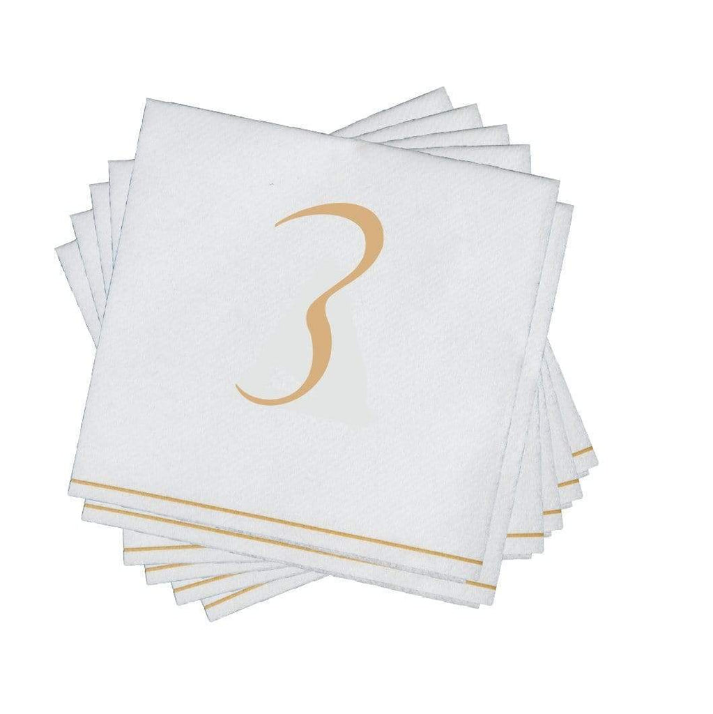 Luxe Party White/Gold Hebrew TZADI Cocktail Paper Napkins 5" 16pc - The Cuisinet