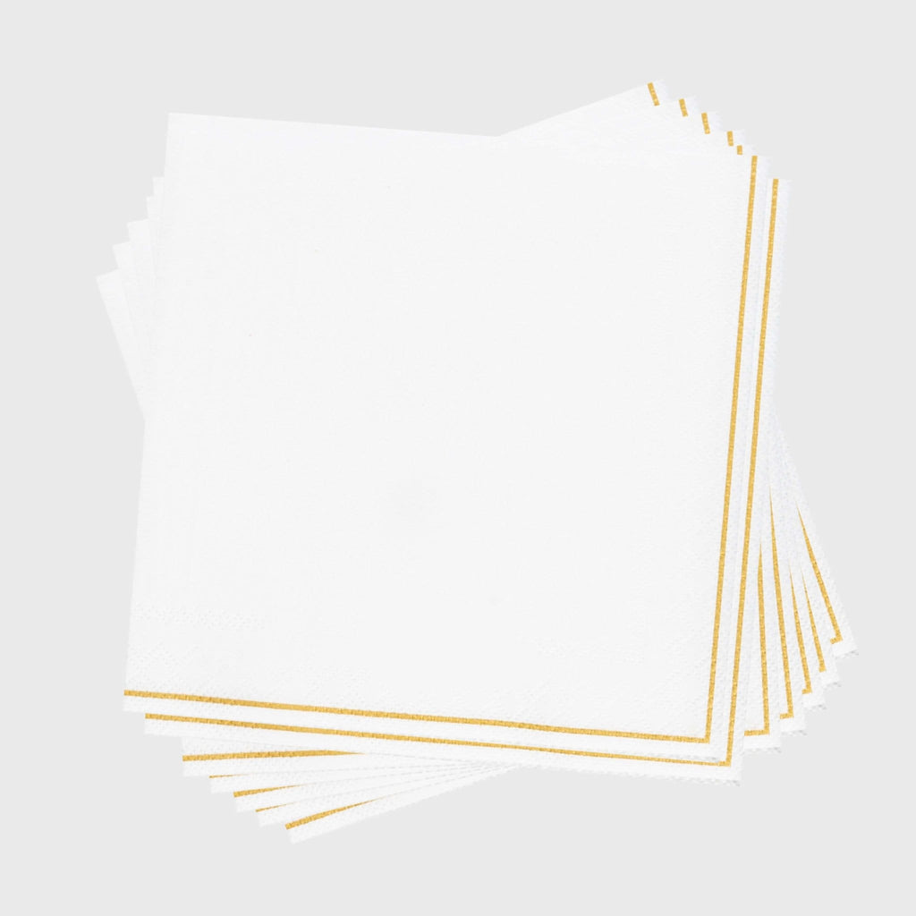 Luxe Party White/Gold Lunch Paper Napkins 6.5" 20pc - The Cuisinet