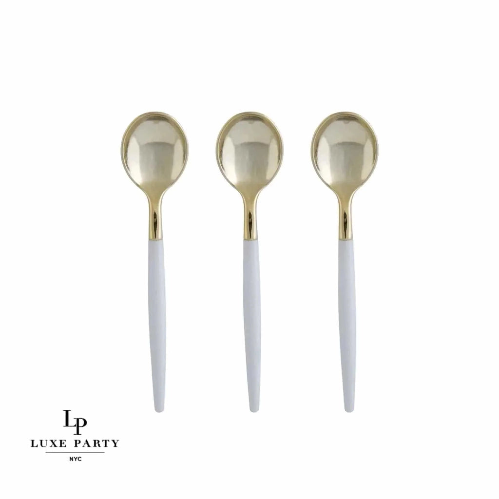 Luxe Party Clear/Gold Plastic Mini Spoons 20pc - The Cuisinet