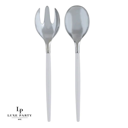 Luxe Party Clear/Silver Plastic Serving Fork Spoon Set 1pc - The Cuisinet