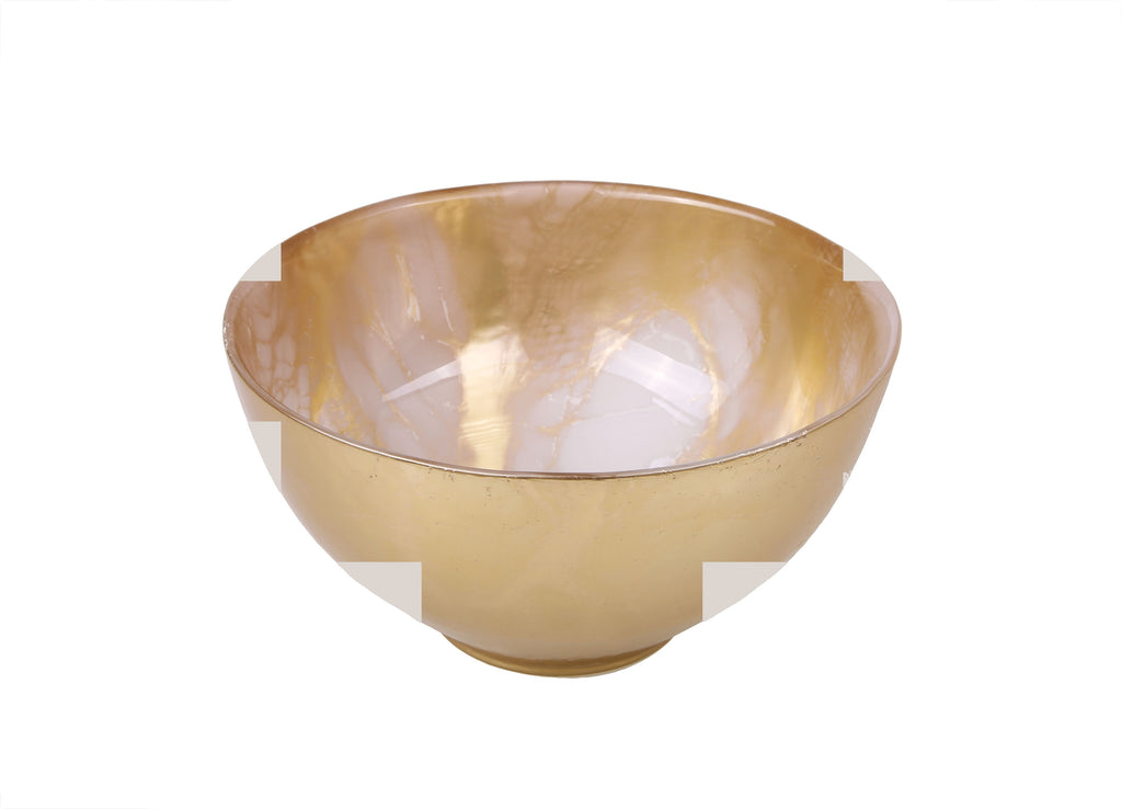 Classic Touch Gold/White Marble Bowl 6"D 1pc - The Cuisinet