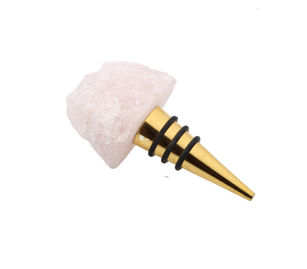 Classic Touch gold/pink Bottle Stopper with agate Stone 1pc - The Cuisinet