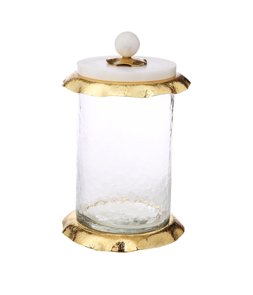 Classic Touch Glass/Gold Canister 4.75”D x 11.25”H Large 1pc - The Cuisinet
