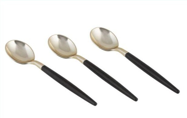 Luxe Party Black/Gold Plastic Mini Spoons 5.5" 20pc - The Cuisinet