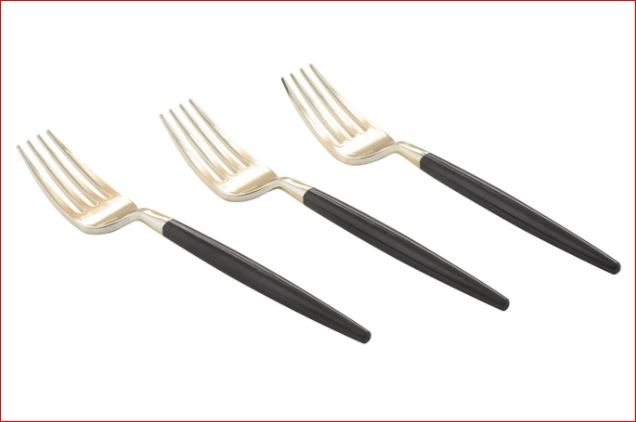 Luxe Party Black/Gold Plastic Mini Forks 5.5" 20pc - The Cuisinet