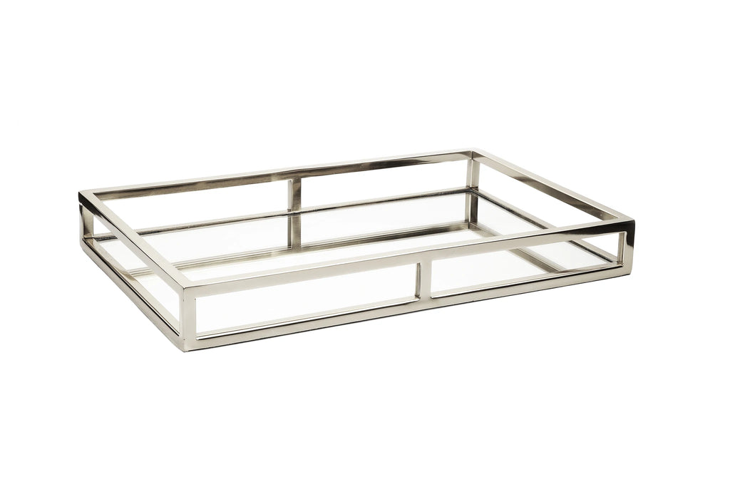 Classic Touch Oblong Mirror Tray-silver - The Cuisinet