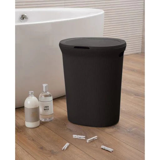 40 Liter Ribbed Laundry Hamper Brown - The Cuisinet
