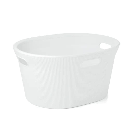 35 Liter Ribbed Laundry Basket White Smoke - The Cuisinet