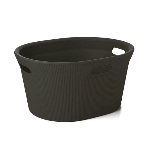 35 Liter Ribbed Laundry Basket Brown - The Cuisinet