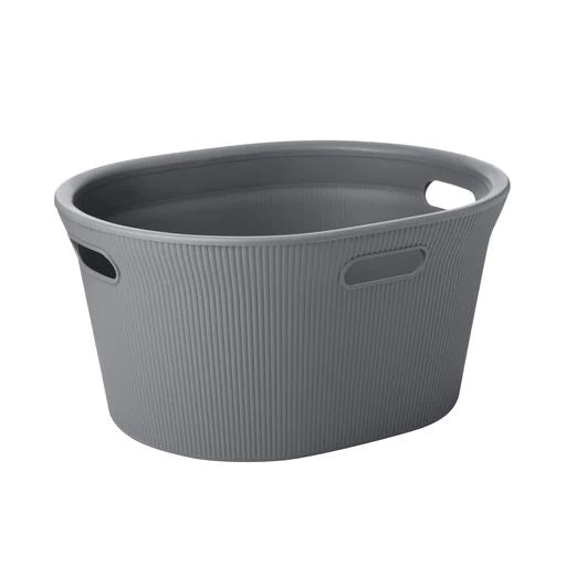 35 Liter Ribbed Laundry Basket Grey - The Cuisinet