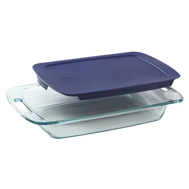Pyrex® Easy Grab Glass Baking Dish with Blue Lid 3qt - The Cuisinet