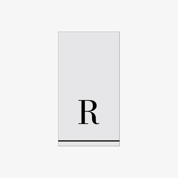 Luxe Party White/Black R - Bodoni Script Initial Guest Paper Napkin 14pc - The Cuisinet