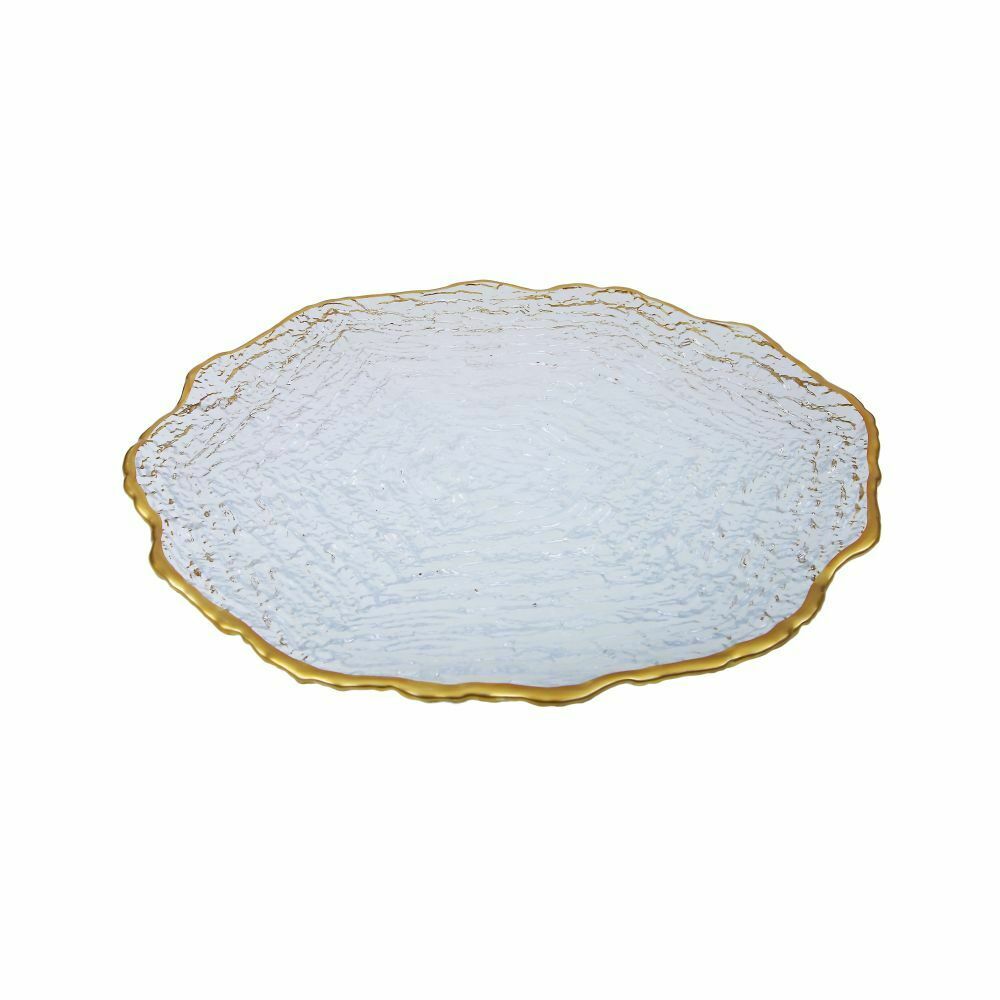 Classic Touch Clear/Gold Ocean Wave Plates 13" 4Pc - The Cuisinet