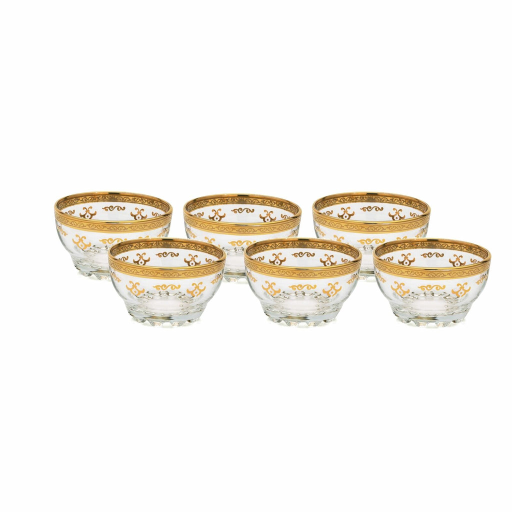 Classic Touch Gold Dessert Bowls With Rich Artwork 6pc - The Cuisinet