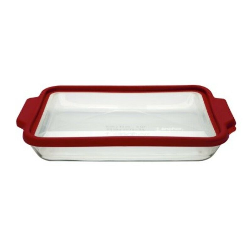 Anchor Hocking 3-quart Glass Baking Dish with Airtight TrueFit Lid, Cherry Red - The Cuisinet