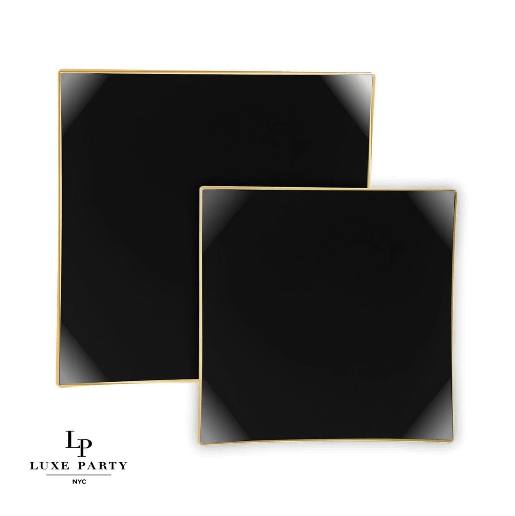 Luxe Party Black/Gold Square Dinner plates 10.5" 10pc - The Cuisinet