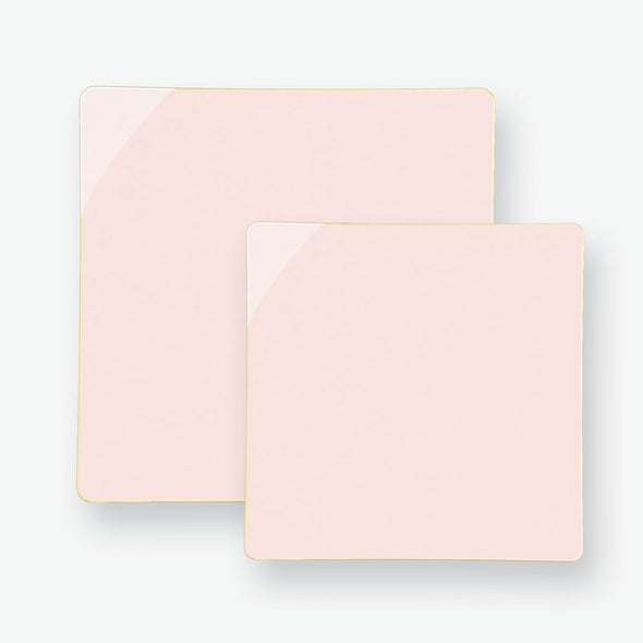 Luxe Party Blush/Gold Square Dinner Plates 10.5" 10pc - The Cuisinet