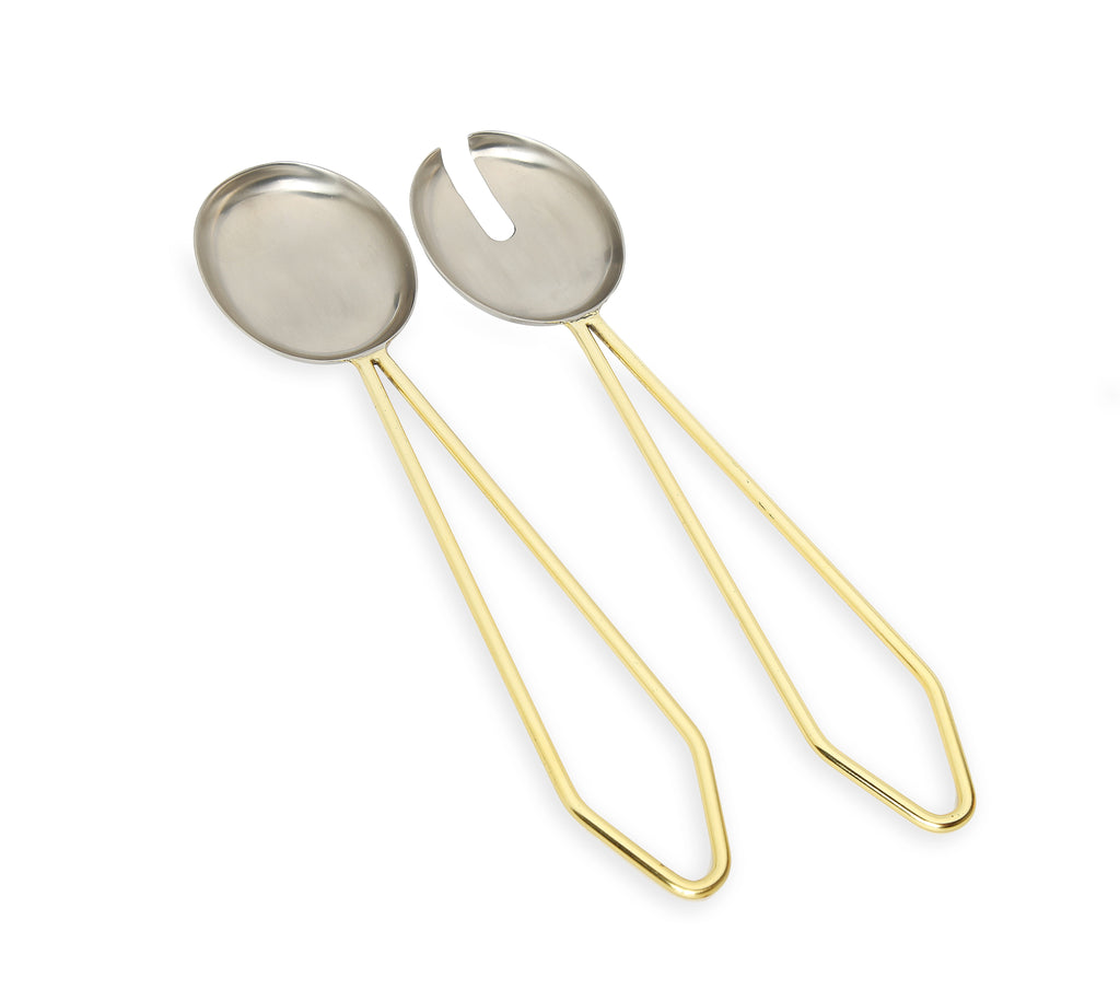 Classic Touch gold Salad Servers Loop Handles 2pc - The Cuisinet