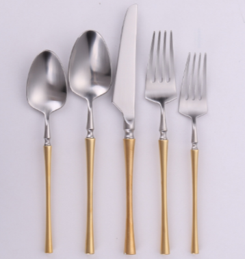 Vikko Dine Brushed Gold/Silver Irene 18/10 Flatware 20pc - The Cuisinet