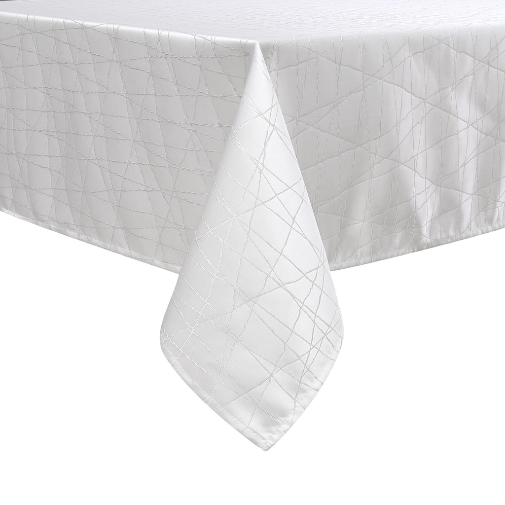Jacquard White Silver Rays Tablecloth 70x144" - The Cuisinet