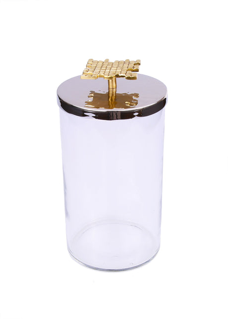 Classic Touch Clear Glass Canister With Mosaic Handle Large - Thumbnail 4