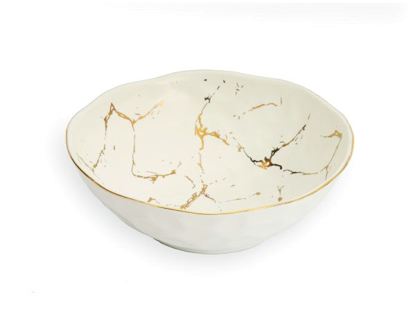 White and Gold Marble Bowl, 7" - The Cuisinet