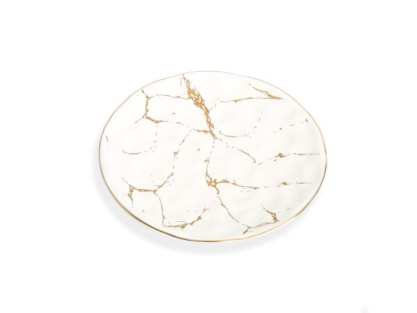Classic Touch White/Gold Marble Plate 8" 4pc - The Cuisinet
