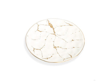 Classic Touch White/Gold Marble Plate 8"